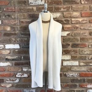 GAP Women's White Shawl Collar Open-Front Knit Sleeveless Cardigan Sweater Vest